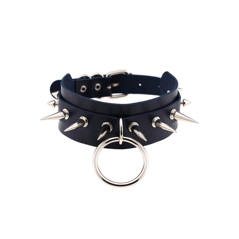 Gothic Punk O-Ring And Spikes Choker