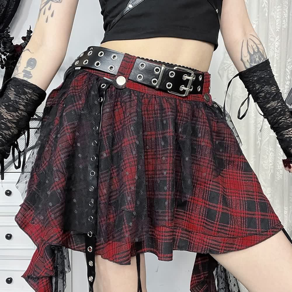 Gothic Punk Plaid Layered Mini Skirt