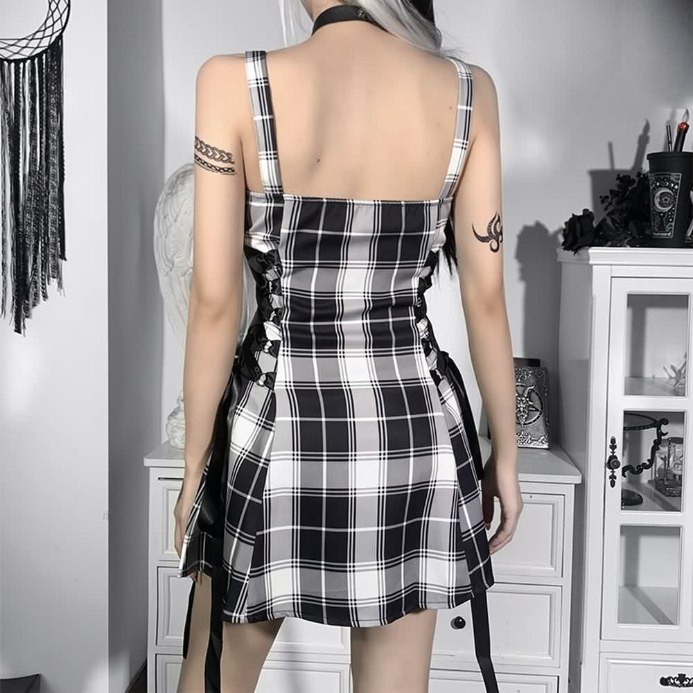 Gothic Punk Kariertes Minikleid