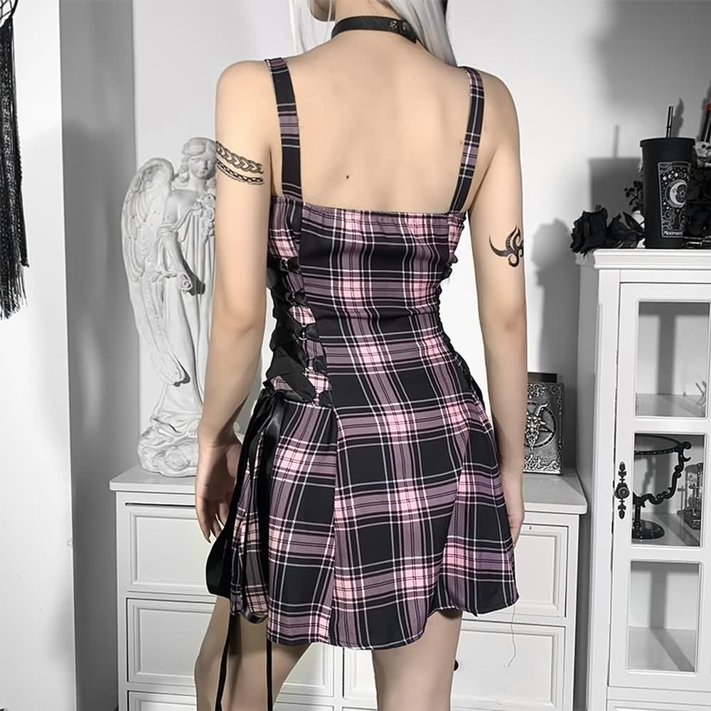 Gothic Punk Kariertes Minikleid