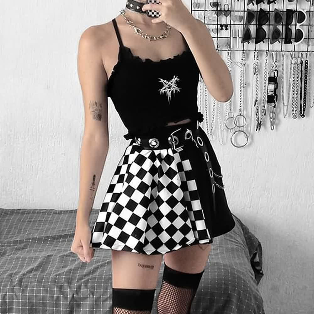 Gothic Punk Plaid Mini Skirt