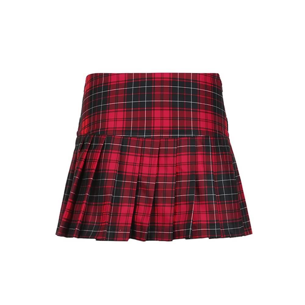 Gothic Punk Plaid Pleated Mini Skirt