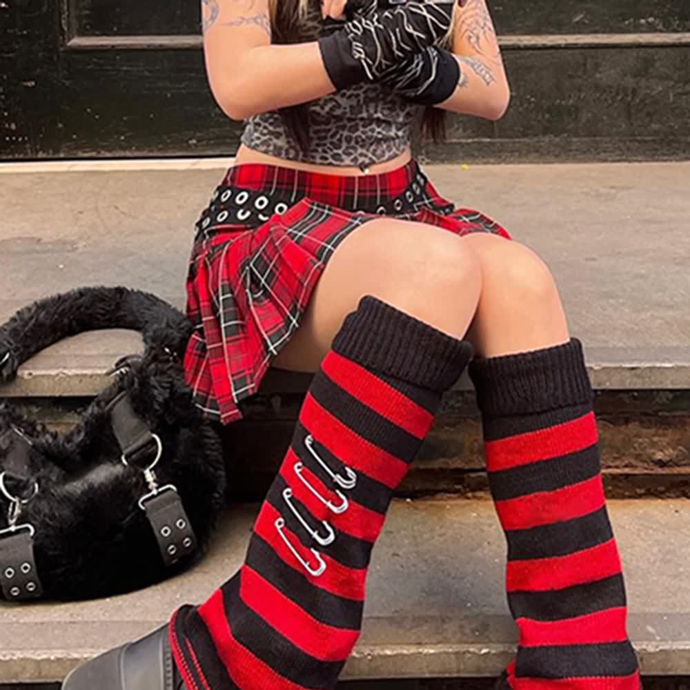 Gothic Punk Plaid Pleated Mini Skirt