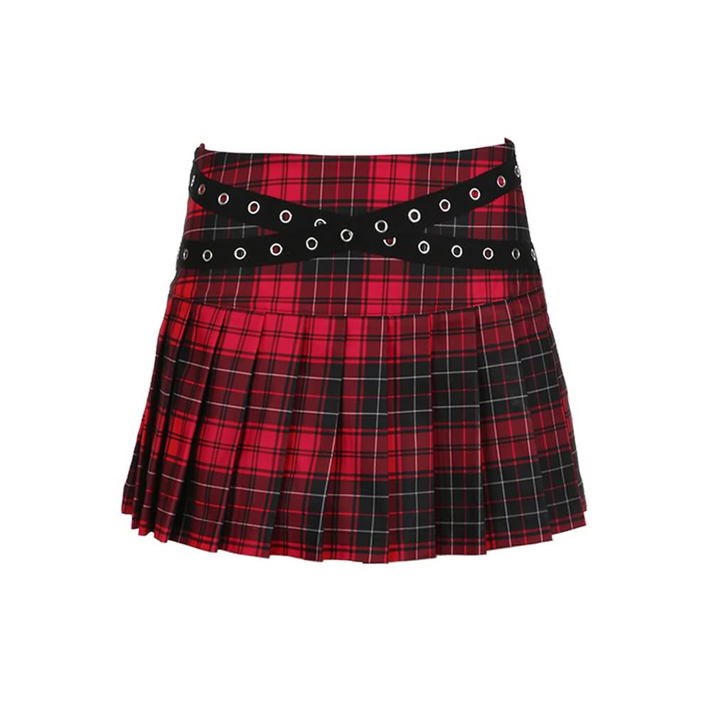 Gothic Punk Plaid Pleated Mini Skirt