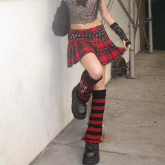 Gothic Punk Plaid Pleated Mini Skirt