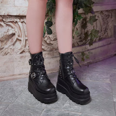 Gothic Punk Platform Wedge Ankle Boots