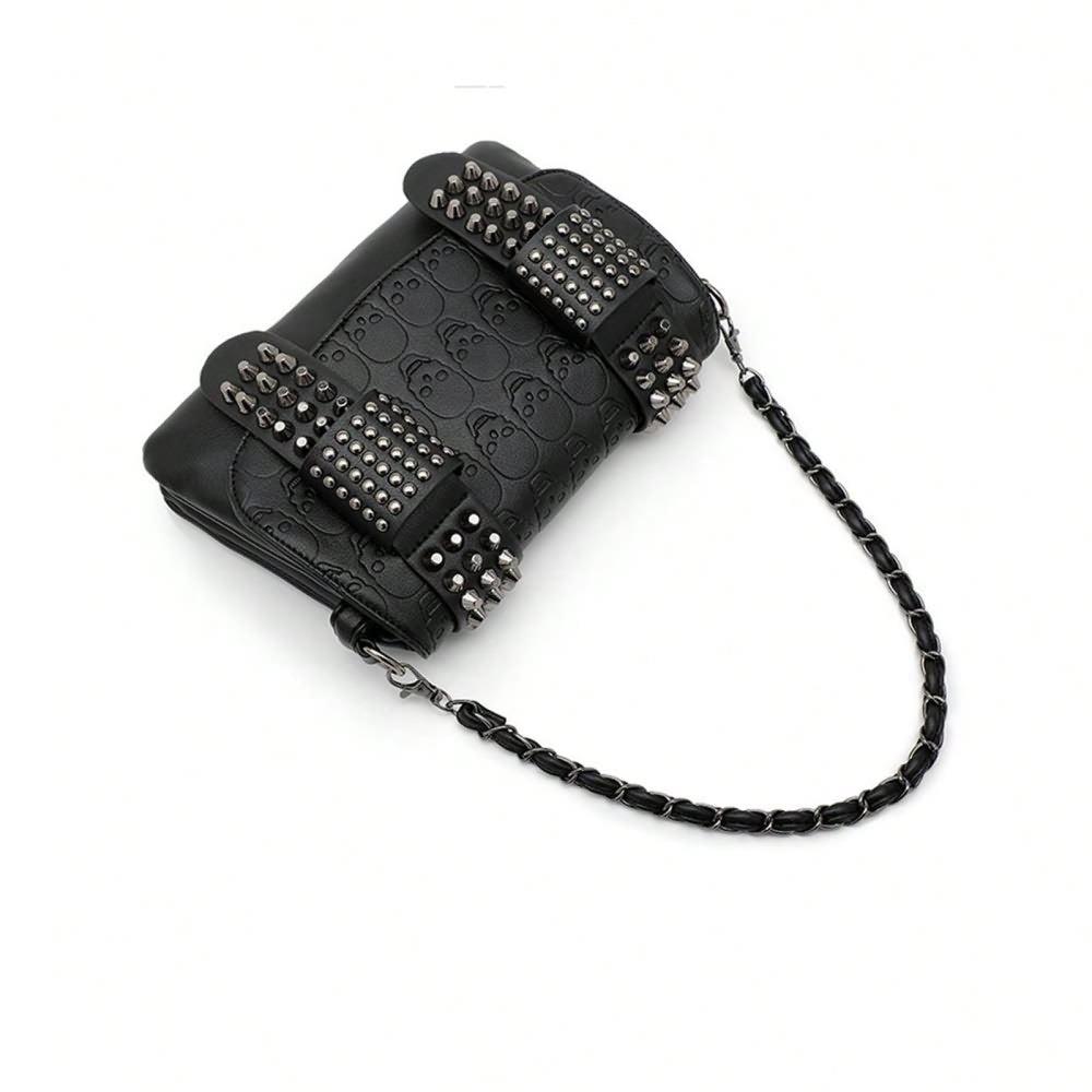 Gothic Punk Skull Leather Crossbody Bag