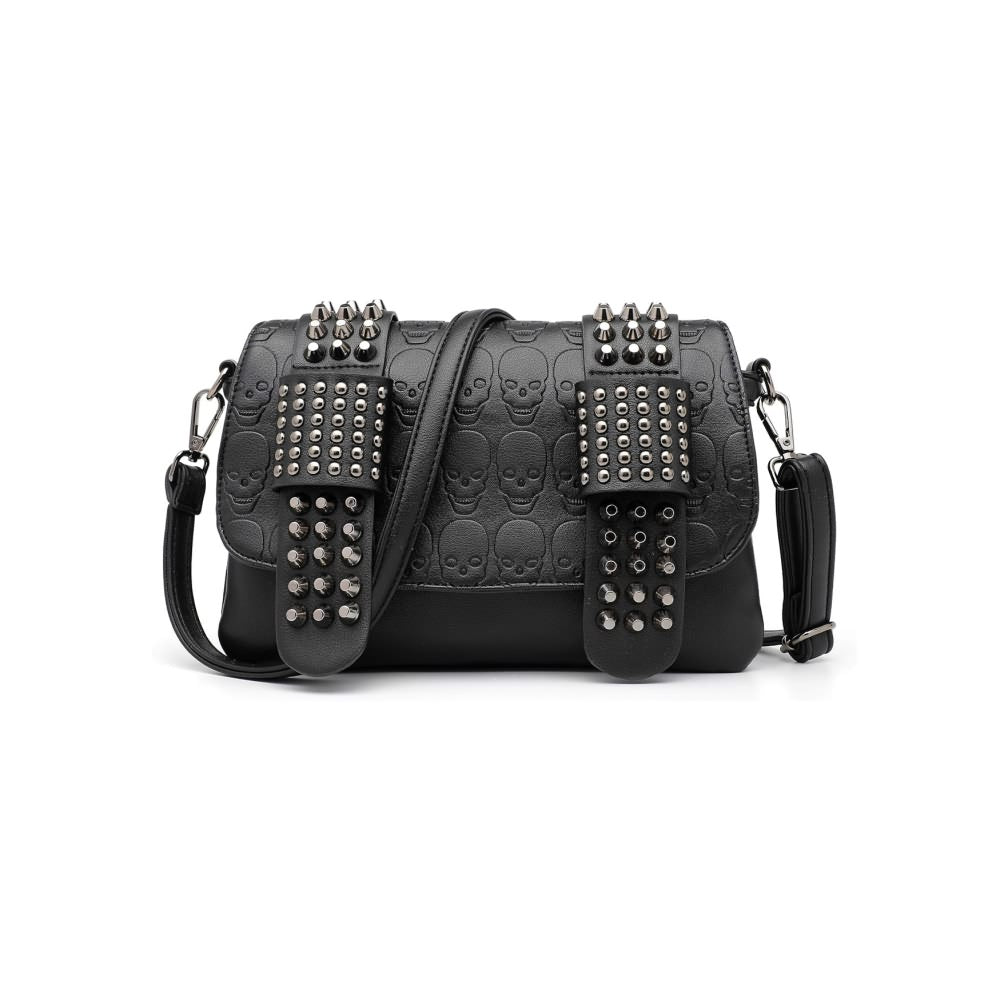 Gothic Punk Skull Leather Crossbody Bag