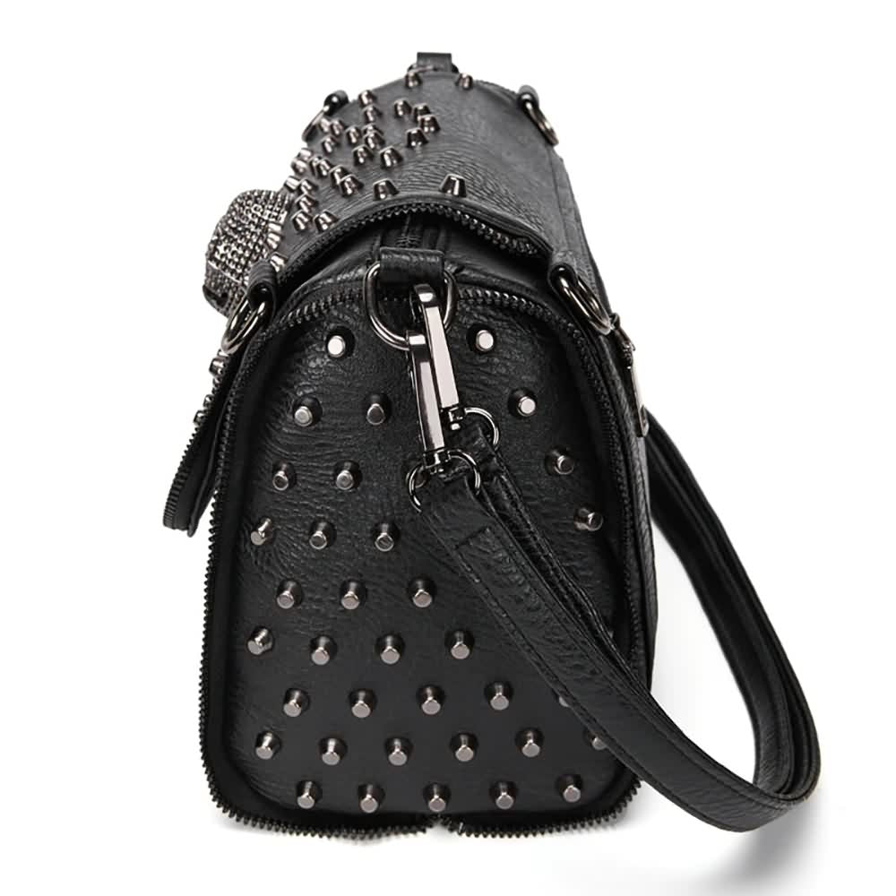 Gothic Punk Skull Studded Shoulder Bag