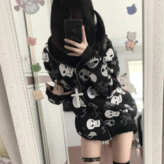 Gothic Punk Skull Zip Up Hoodie