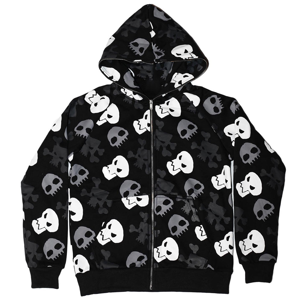 Gothic Punk Skull Zip Up Hoodie