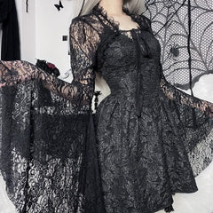 Gothic Retro Lace Flare Sleeves Shrug Top