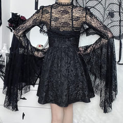 Gothic Retro Lace Flare Sleeves Shrug Top