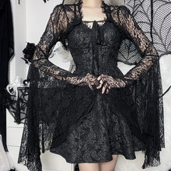 Gothic Retro Lace Flare Sleeves Shrug Top