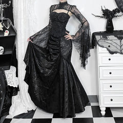 Gothic Retro Maxi Skirt And Crop Top