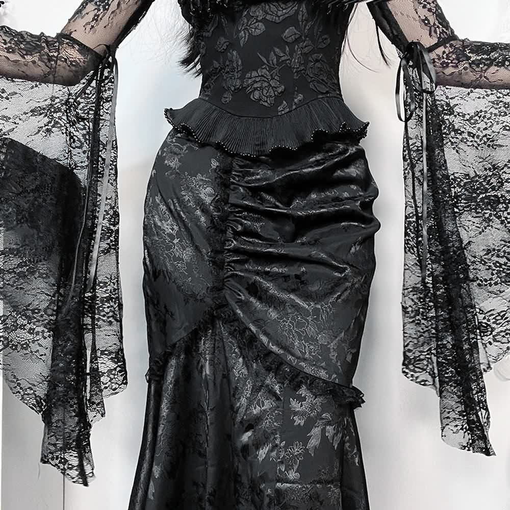 Gothic Retro Maxi Skirt And Crop Top