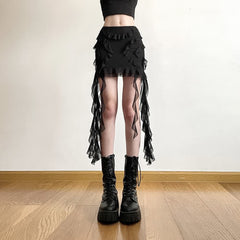 Gothic Ruffle High Waist Mini Skirt