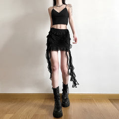 Gothic Ruffle High Waist Mini Skirt