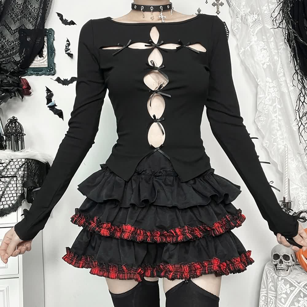 Gothic Ruffle Tiered Mini Skirt