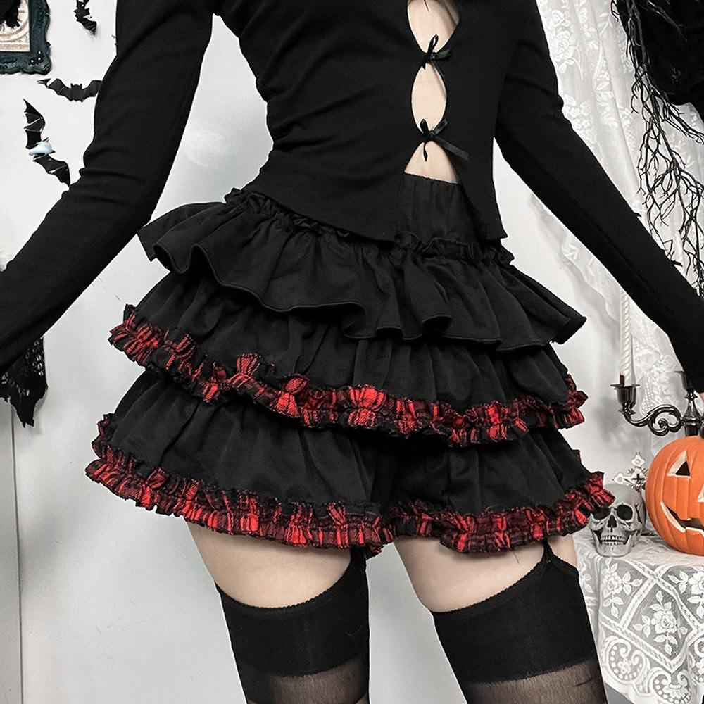 Gothic Ruffle Tiered Mini Skirt