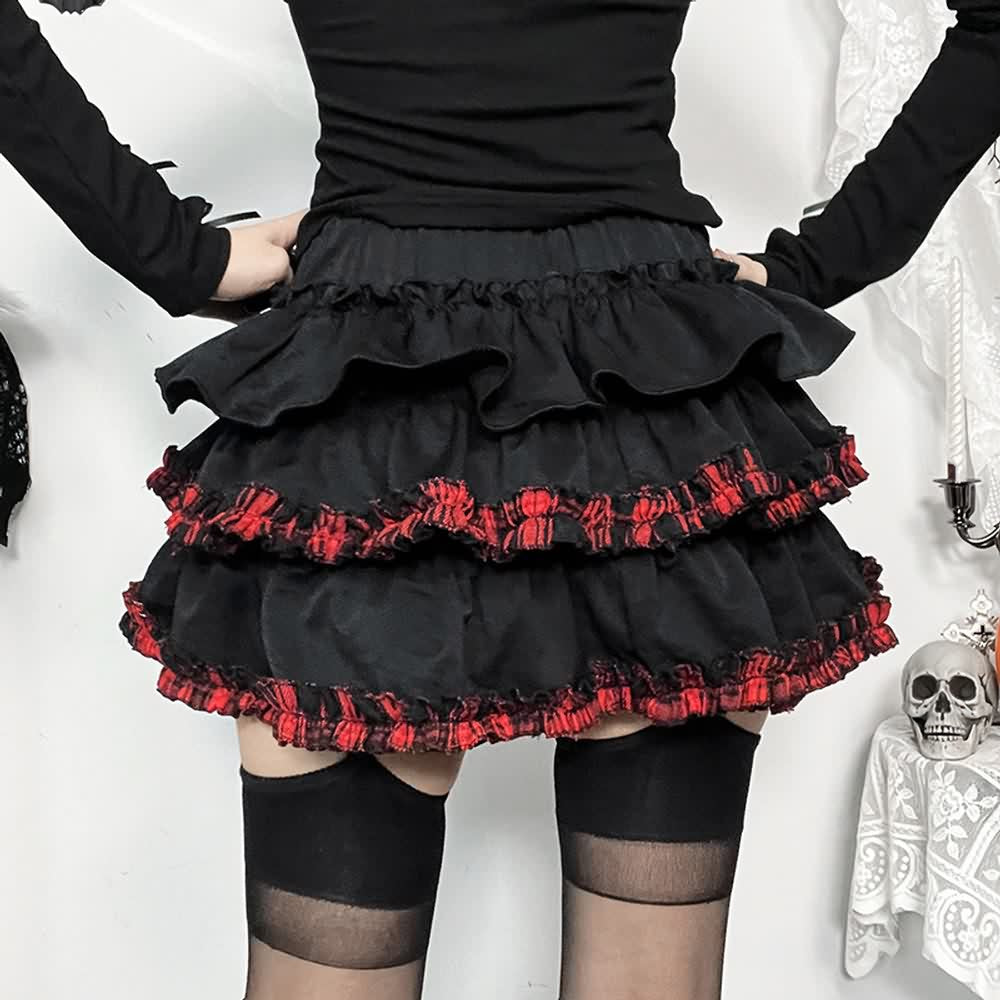 Gothic Ruffle Tiered Mini Skirt