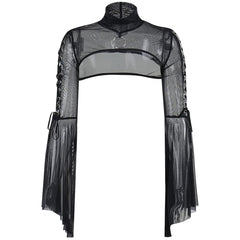 Gothic Sheer Mesh Bell Sleeves Shrug Top