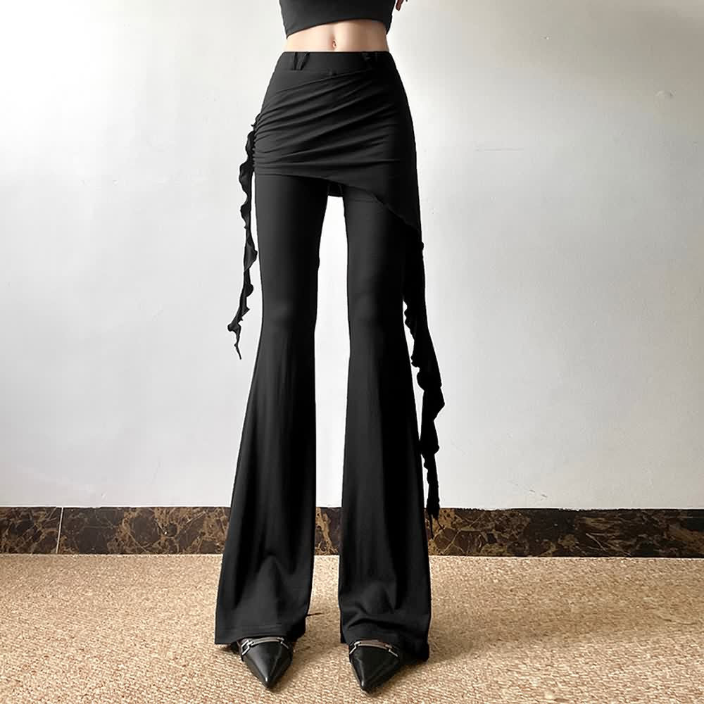 Gothic Skirt Overlay Flare Pants