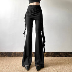 Gothic Skirt Overlay Flare Pants