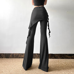 Gothic Skirt Overlay Flare Pants