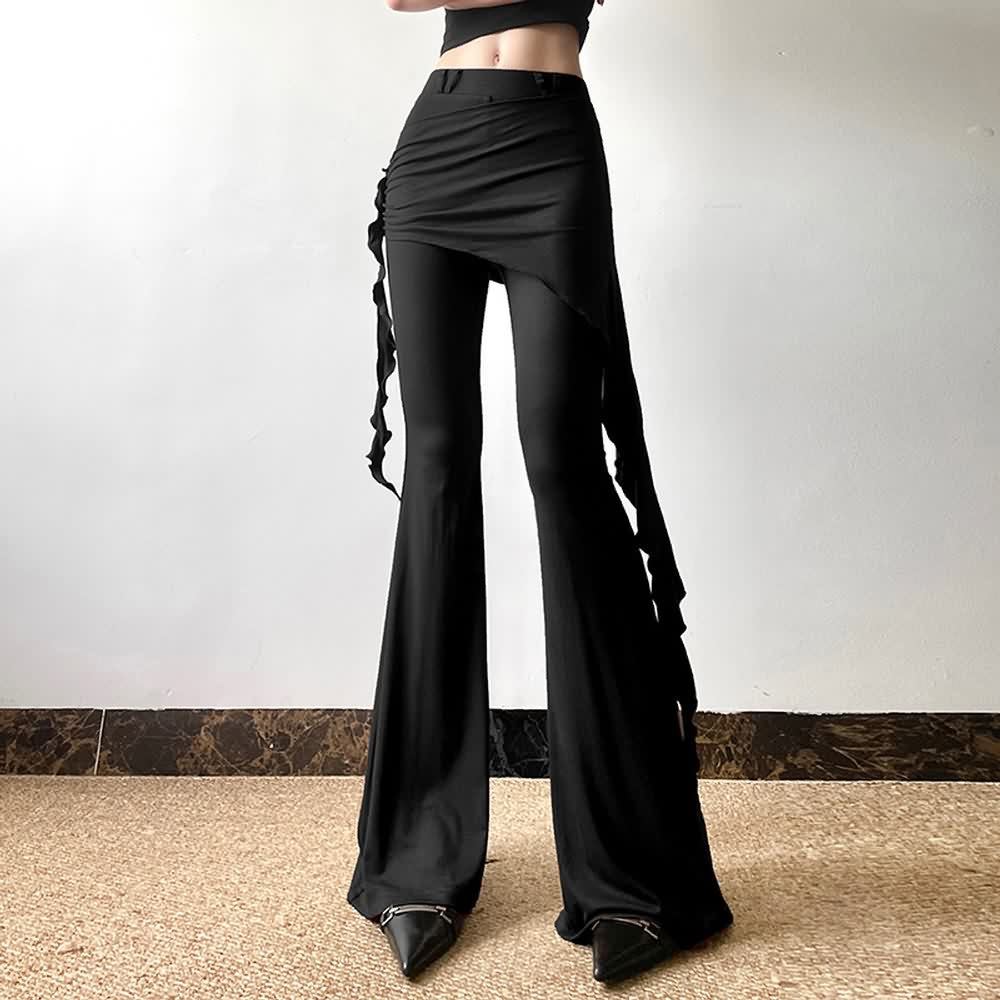 Gothic Skirt Overlay Flare Pants