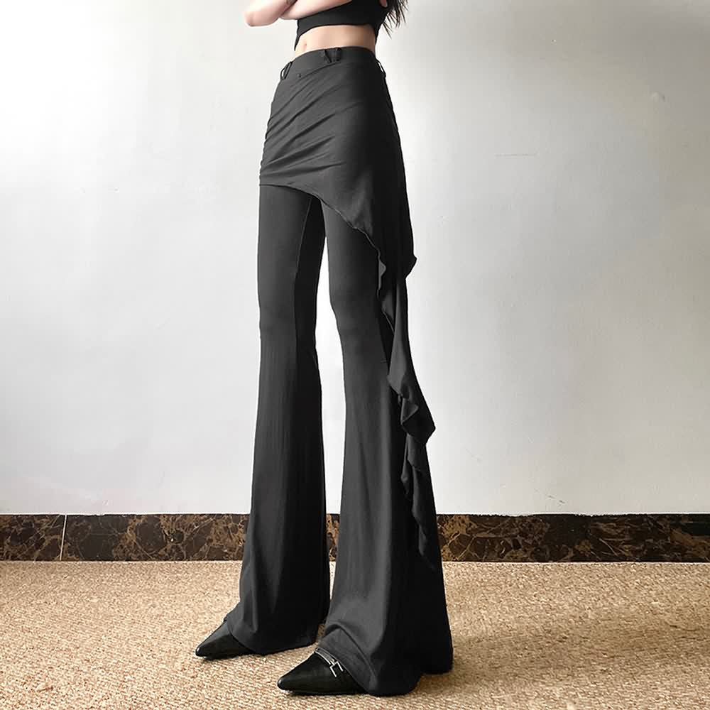 Gothic Skirt Overlay Flare Pants