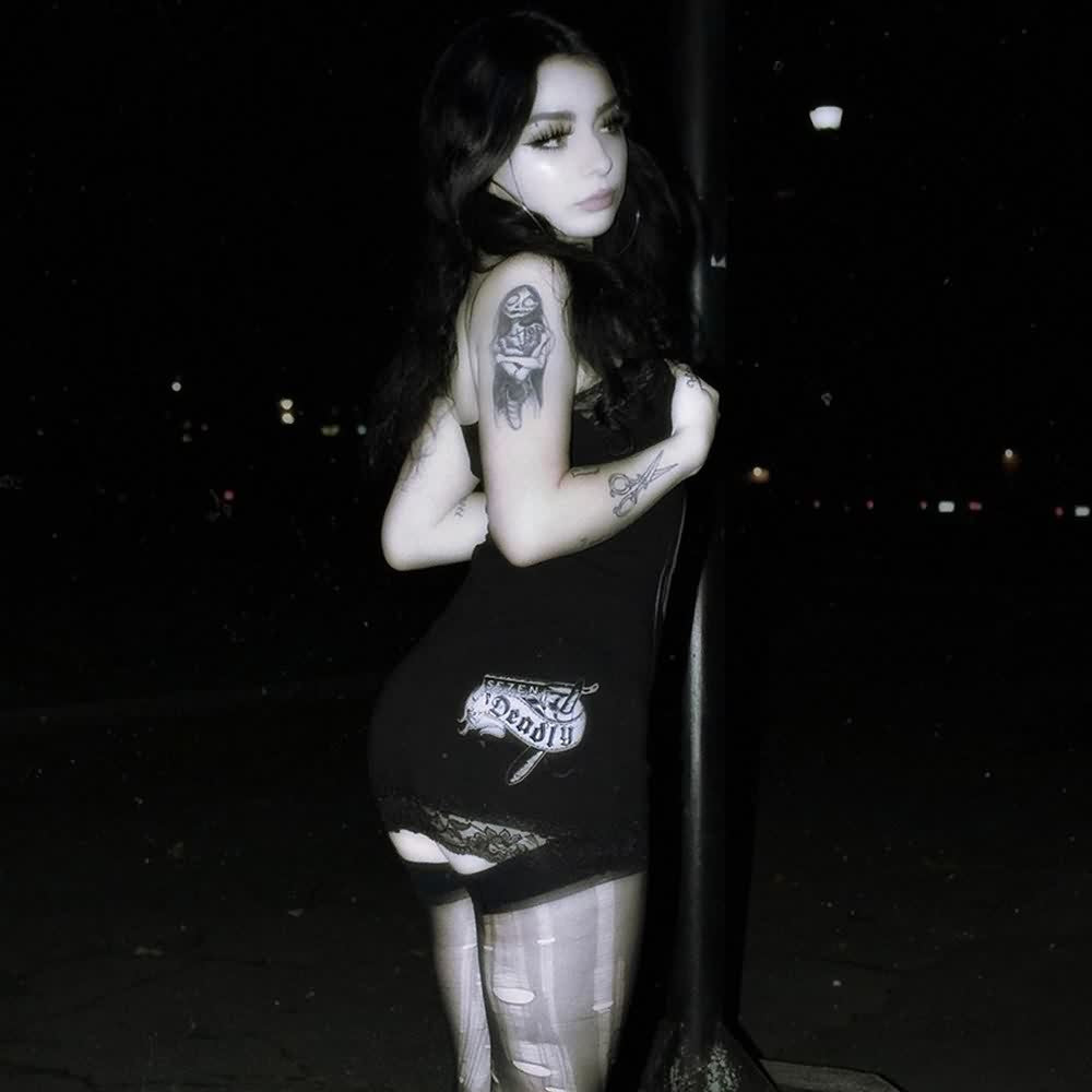 Gothic Skull Lace Bodycon Mini Dress