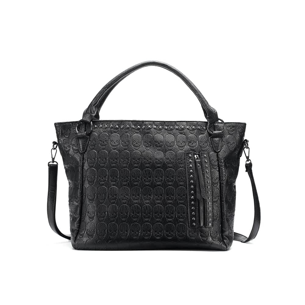 Handtasche aus Kunstleder mit Gothic-Totenkopf-Muster