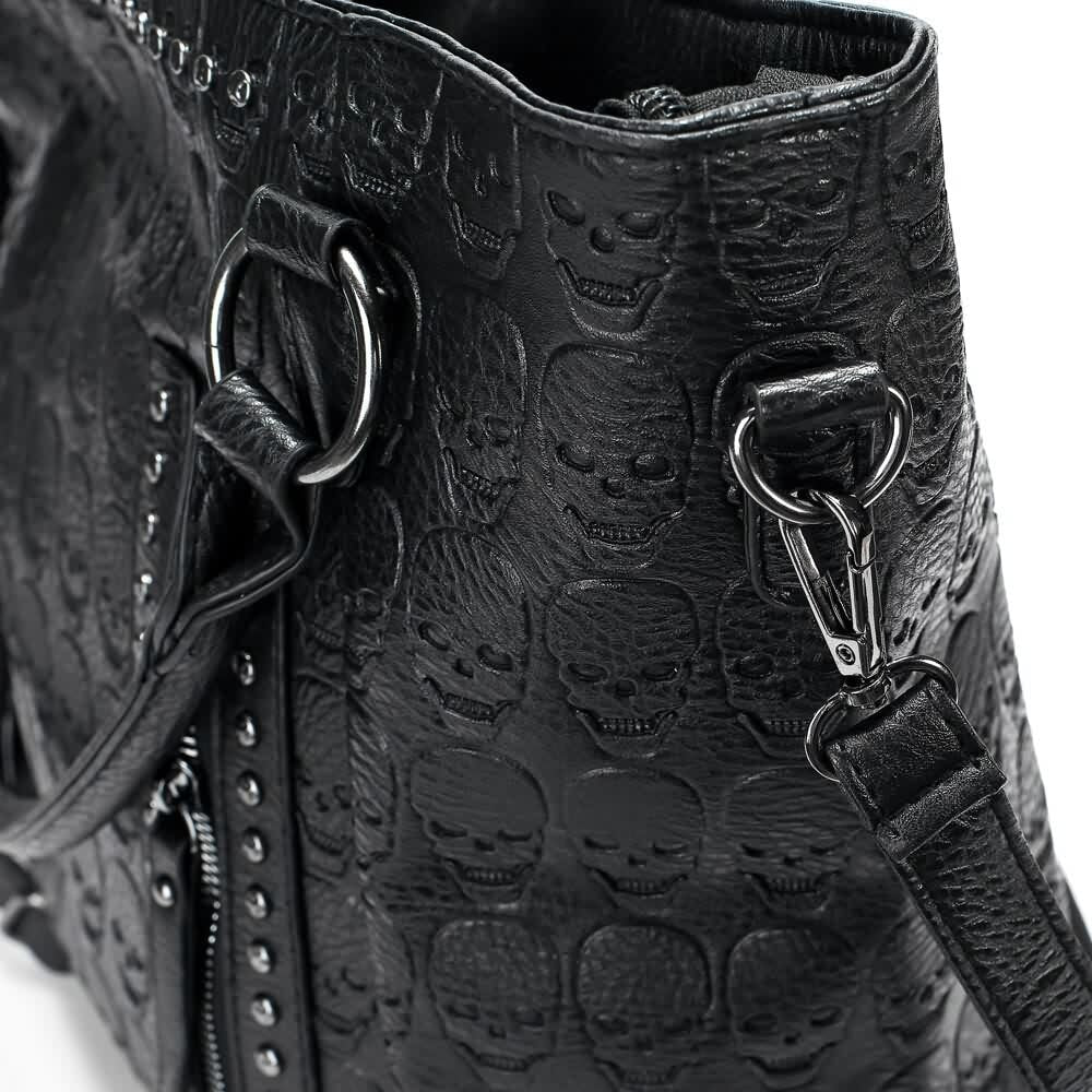 Handtasche aus Kunstleder mit Gothic-Totenkopf-Muster