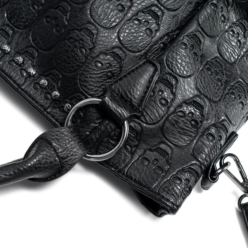 Handtasche aus Kunstleder mit Gothic-Totenkopf-Muster