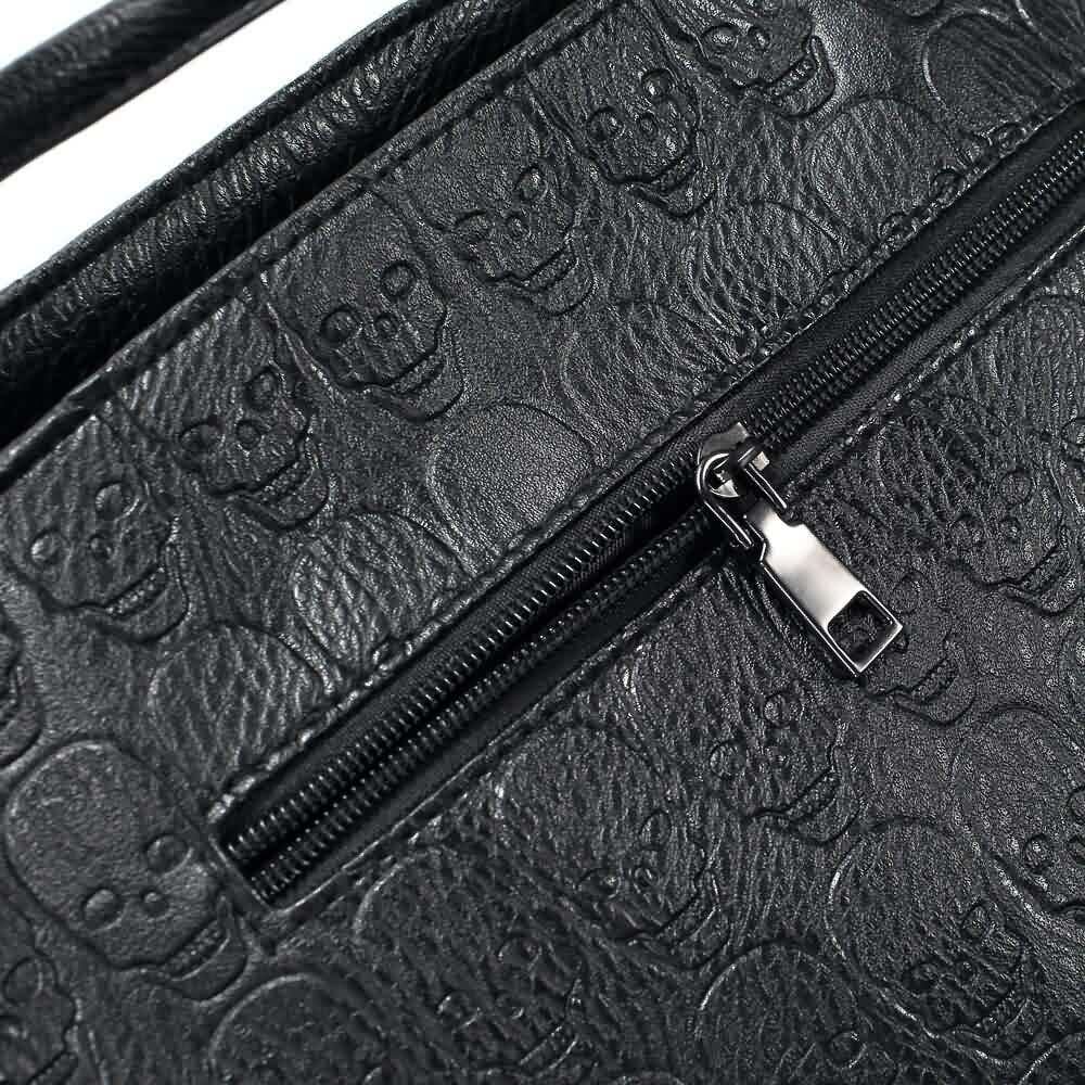 Handtasche aus Kunstleder mit Gothic-Totenkopf-Muster