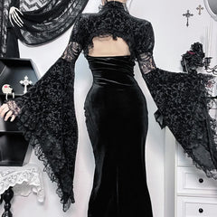 Gothic Slit Cheongsam Dress And Shrug Top