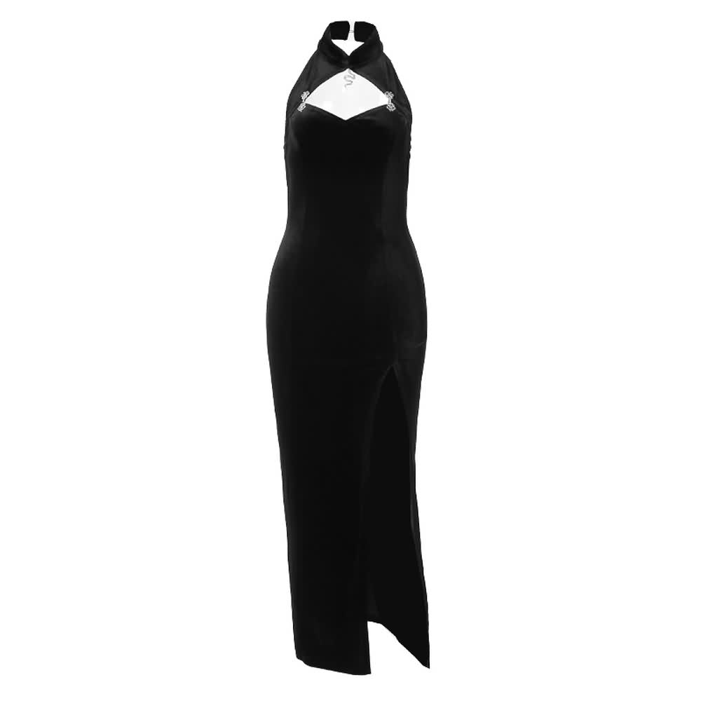 Gothic Slit Cheongsam Dress And Shrug Top