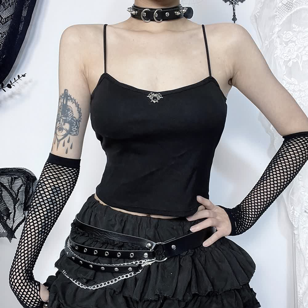 Gothic Spider Web Cut Out Crop Top