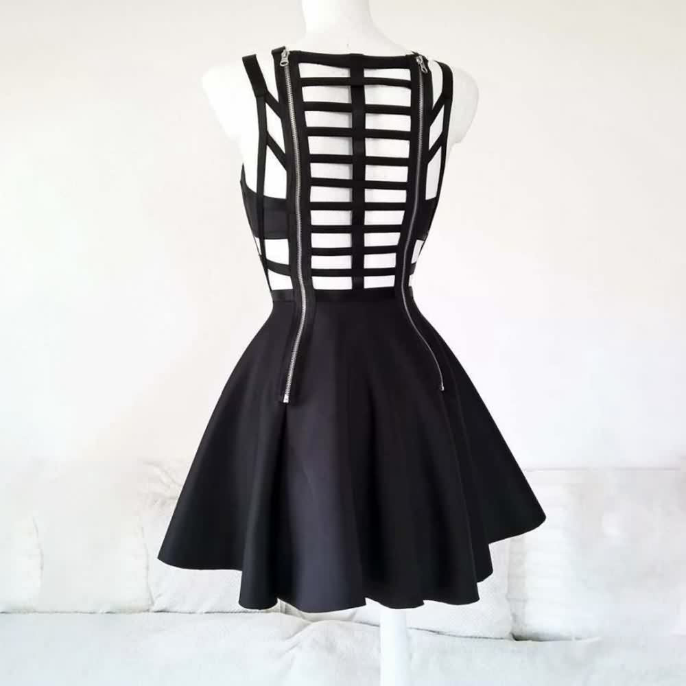 Gothic Strappy Cut Out Mini Dress