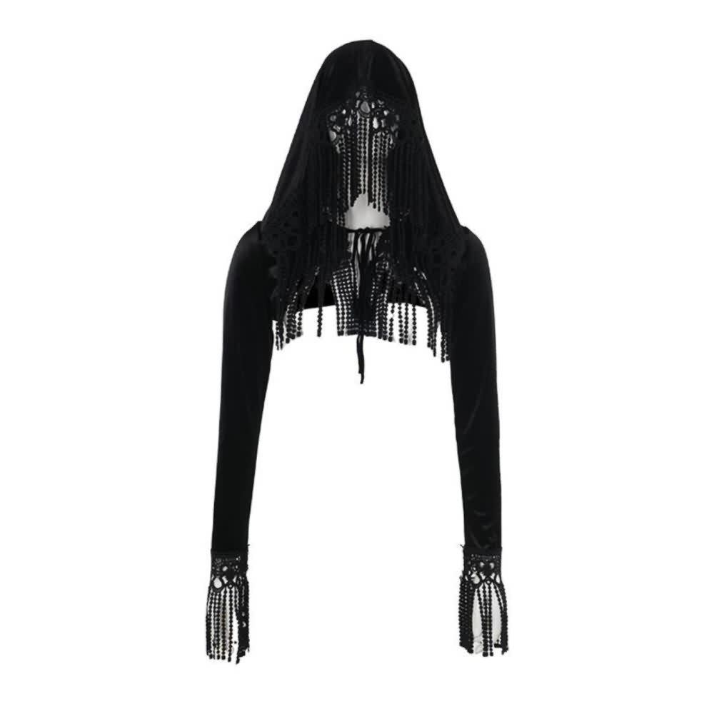 Gothic Velvet Fringe Shrug Top