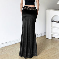 Gothic Velvet High Waist Pencil Maxi Skirt