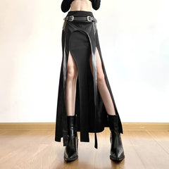 Gothic Viking Double Slit Maxi Skirt