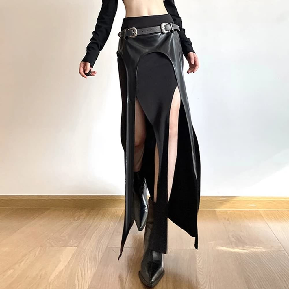 Gothic Viking Double Slit Maxi Skirt