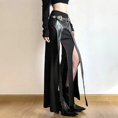 Gothic Viking Double Slit Maxi Skirt