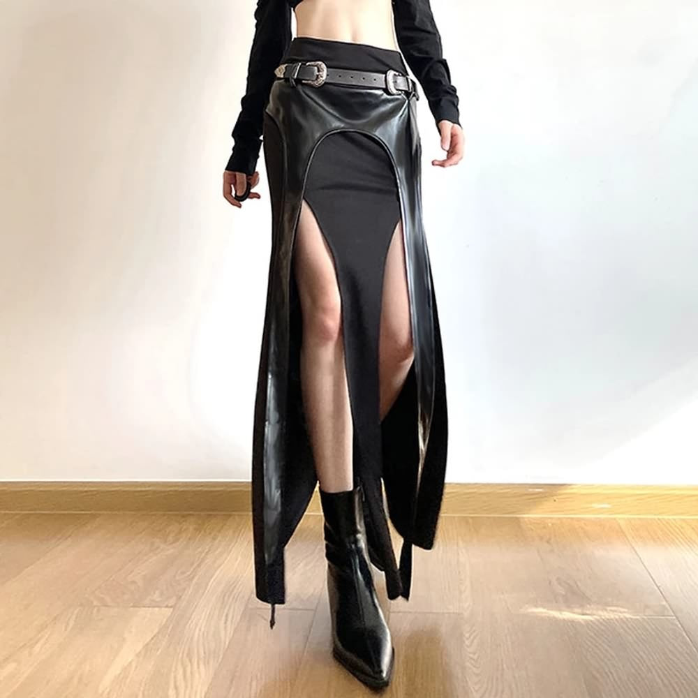 Gothic Viking Double Slit Maxi Skirt