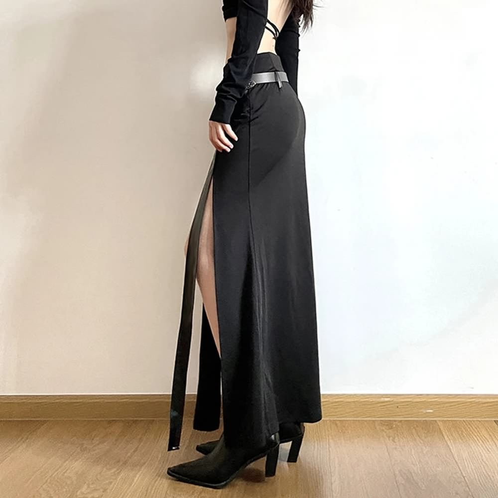 Gothic Viking Double Slit Maxi Skirt