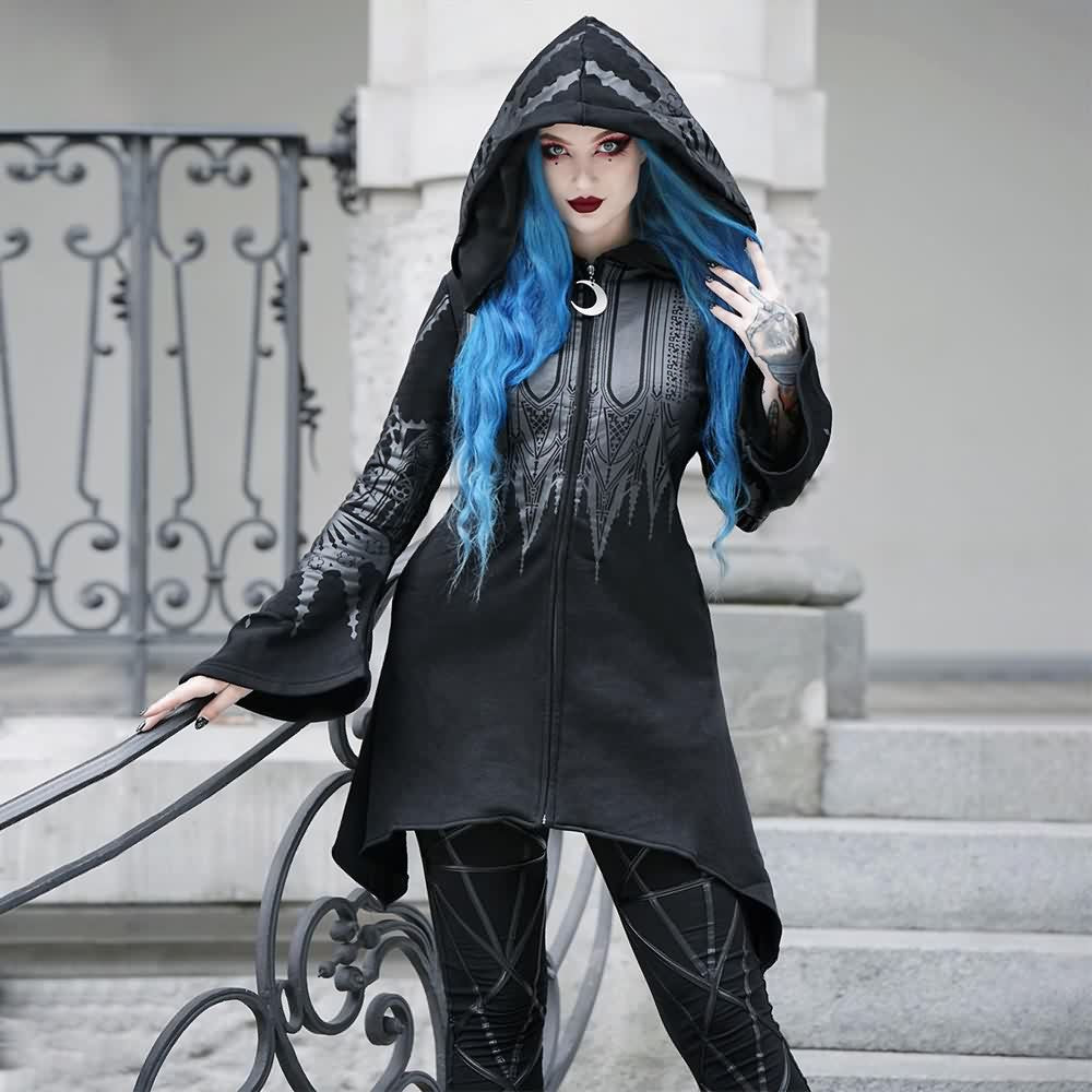 Gothic Witch Style Zip Up Hoodie