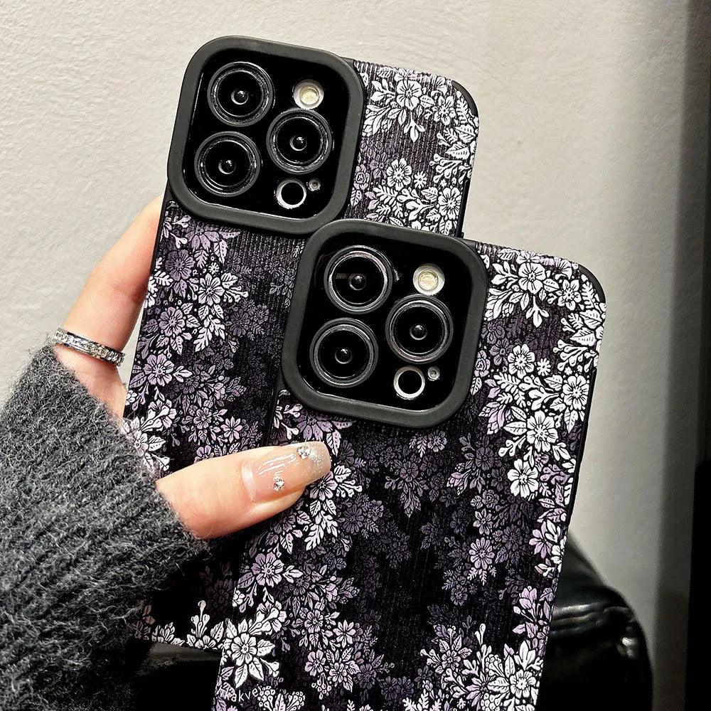 Gray Flowers Pattern - Cute Phone Case For iPhone 15, 14, 13, 12, 11 Pro Max, 7, 8 Plus X XS XR