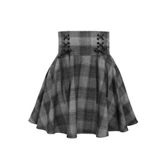 Gray Gothic Grunge Plaid Mini Skirt